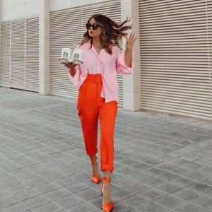 Zara Coral Belted Pant